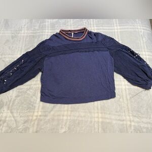 Free people beaded/crochet sleeved sweater